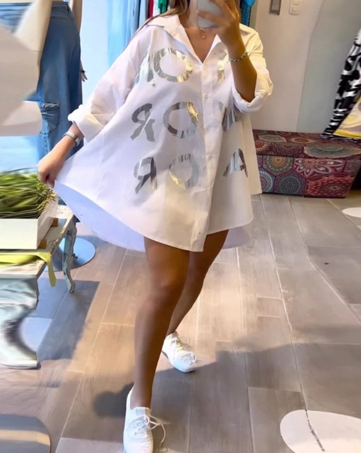 Dame Oversized Skjorte med reflekterende detaljer Stilla