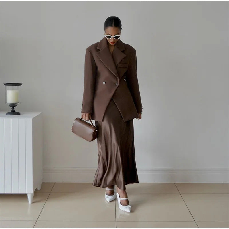 Kvinders trendy oversized blazer med dobbelt knaplukning Stilla