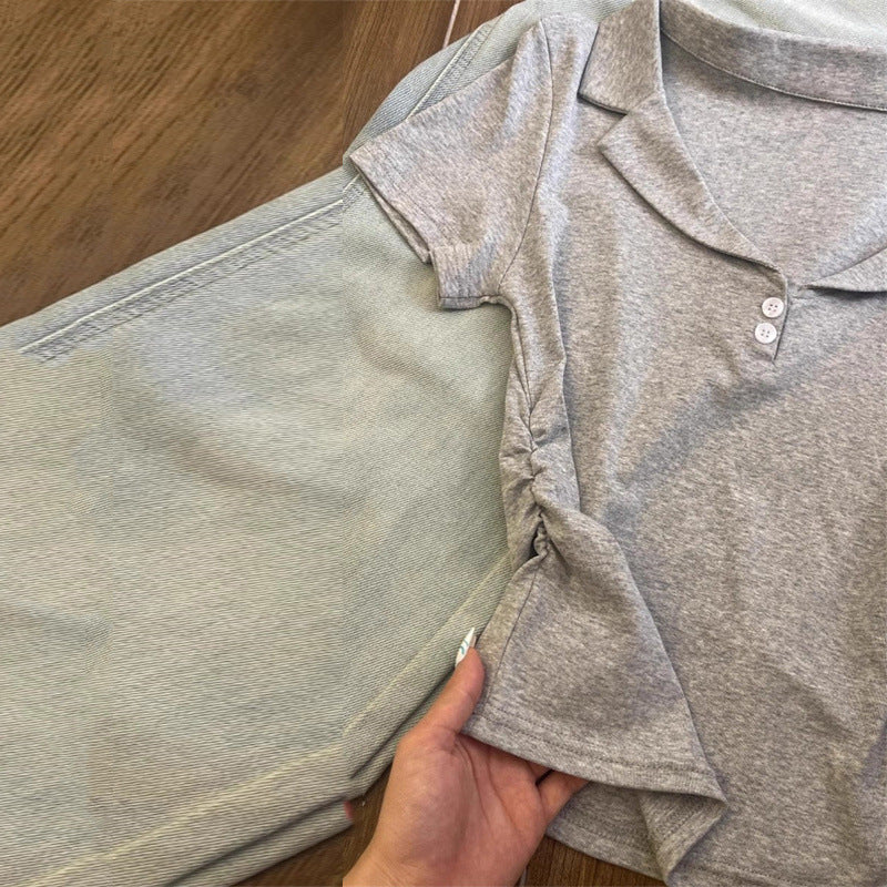 Femme Soft Casual Polo shirt med knapdetalje Stilla