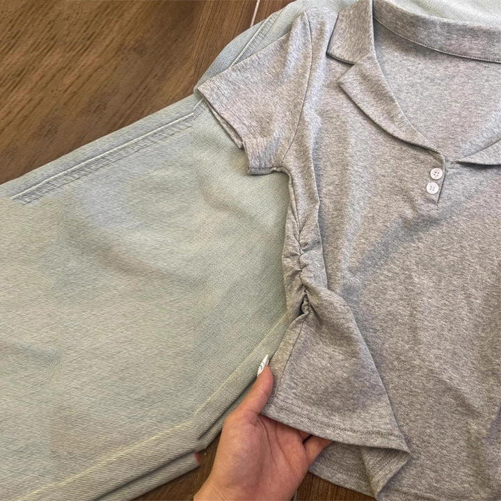 Femme Soft Casual Polo shirt med knapdetalje Stilla