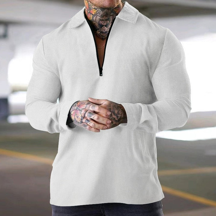Herrer longsleeve med moderne ståkrave og lynlås Stilla