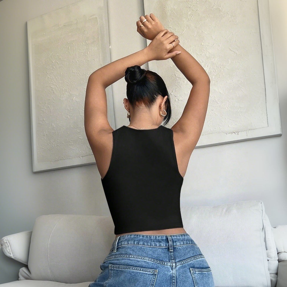 Kvindernes Cropped Top med Fashionable Cut-Out og Figurformende Design Stilla