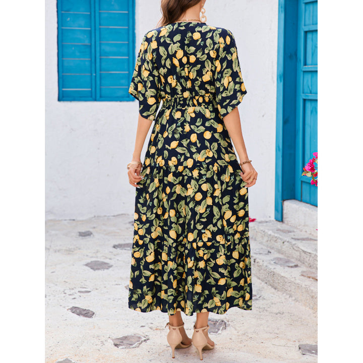 Femme Floral Print Maxi Kjole med Sommerfugleærmer Stilla