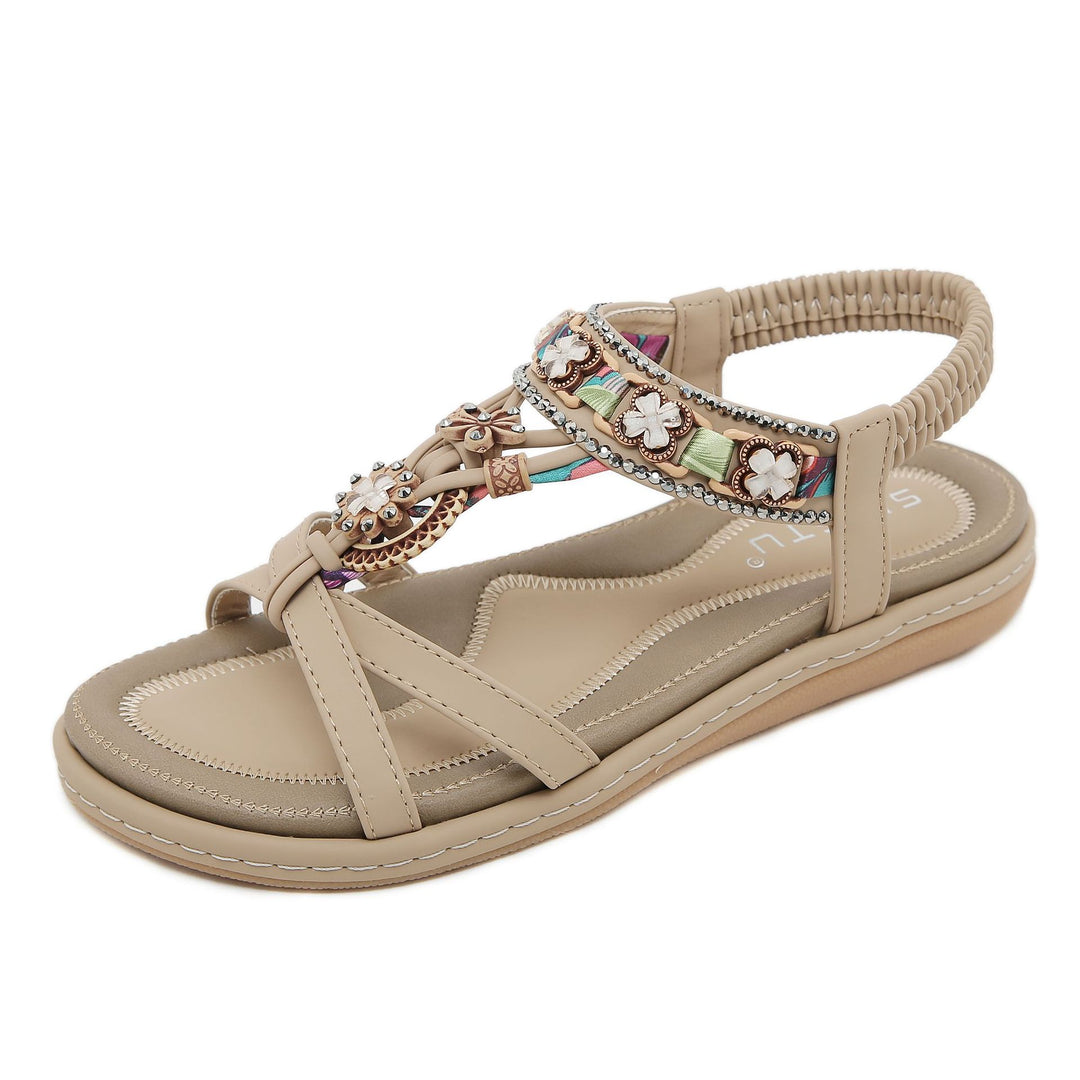 Dame mode T-strap sandaler med luksuriøs smykkeudsmykning Stilla