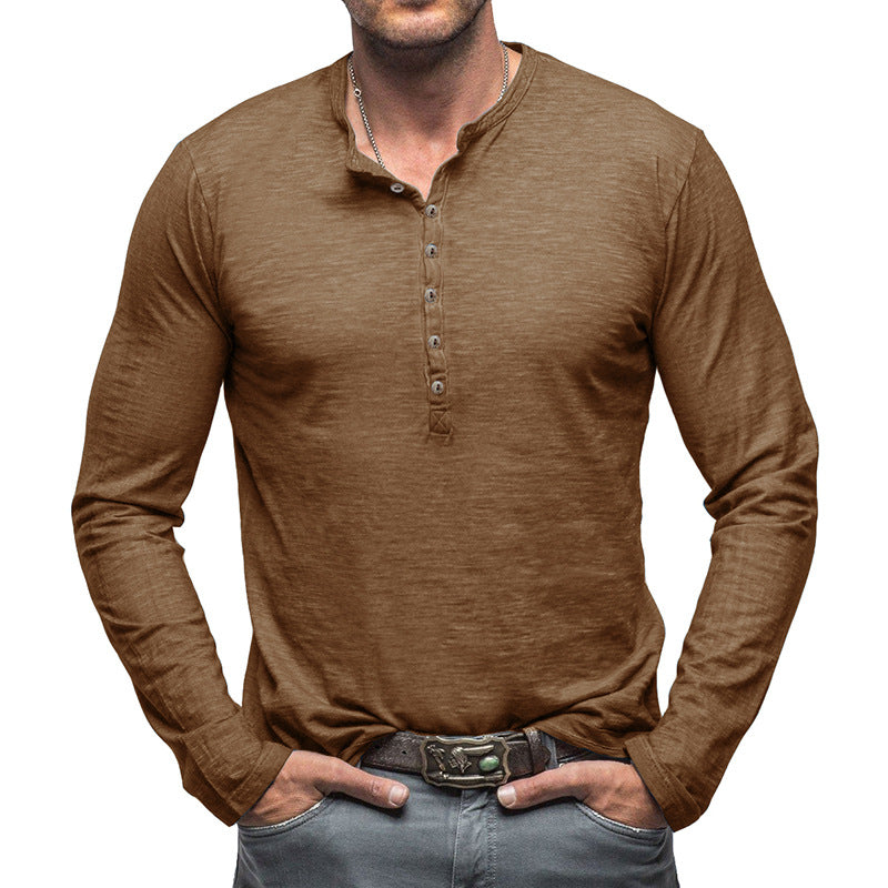 Herrer Langærmet Henley-Shirt med knapbar front og afslappet pasform Stilla