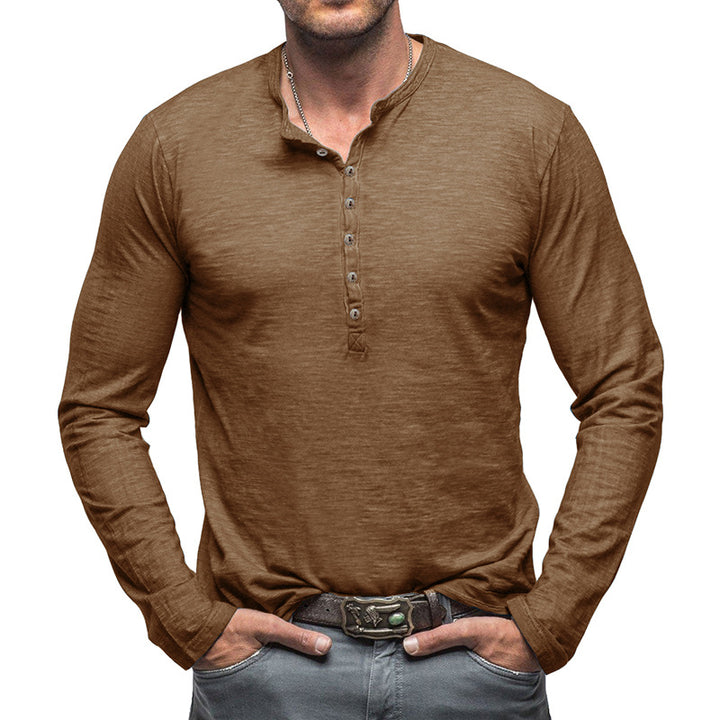Herrer Langærmet Henley-Shirt med knapbar front og afslappet pasform Stilla