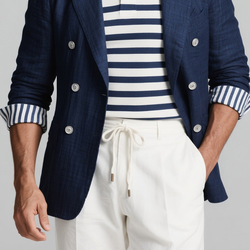 Herrer elegant linned blazer med dobbelt knaplukning Stilla