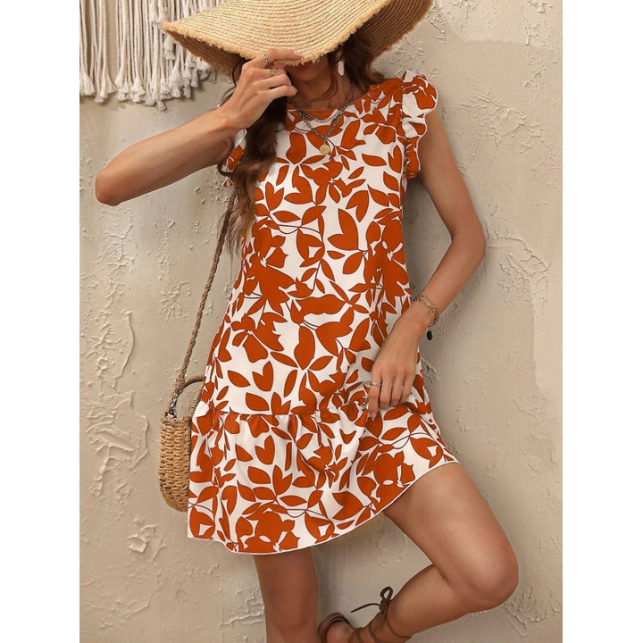 Dame Flirty Ruffle A-linje Kjole Stilla