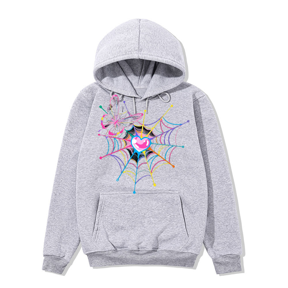 Kvinders hoodie sweatshirts med kreativ sommerfugl og spindelvævsdesign Skovae