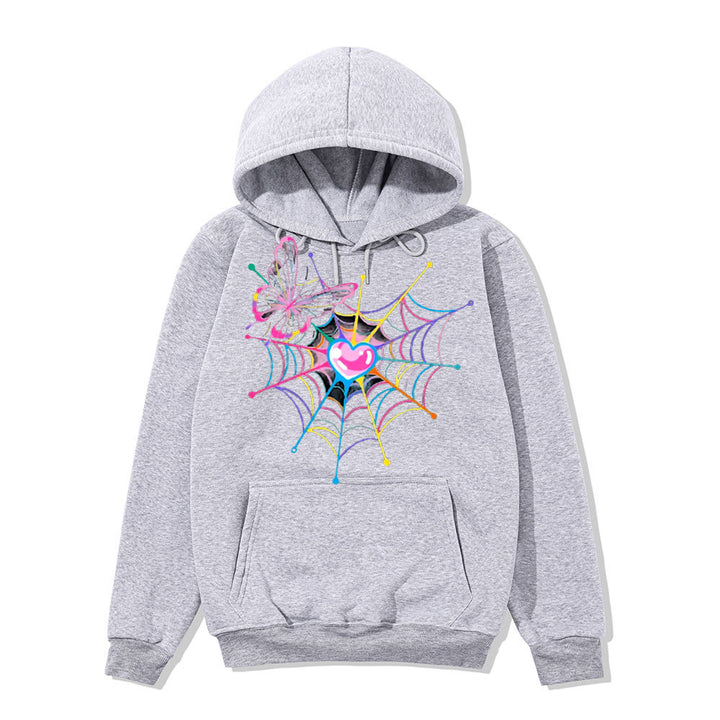 Kvinders hoodie sweatshirts med kreativ sommerfugl og spindelvævsdesign Skovae