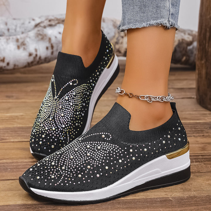 Dame Glitrende Slip-On Sneakers med behagelig sål og elastisk overdel Stilla