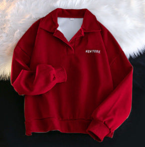 Dame Oversized Polo Stil Sweatshirt med broderet detalje Stilla
