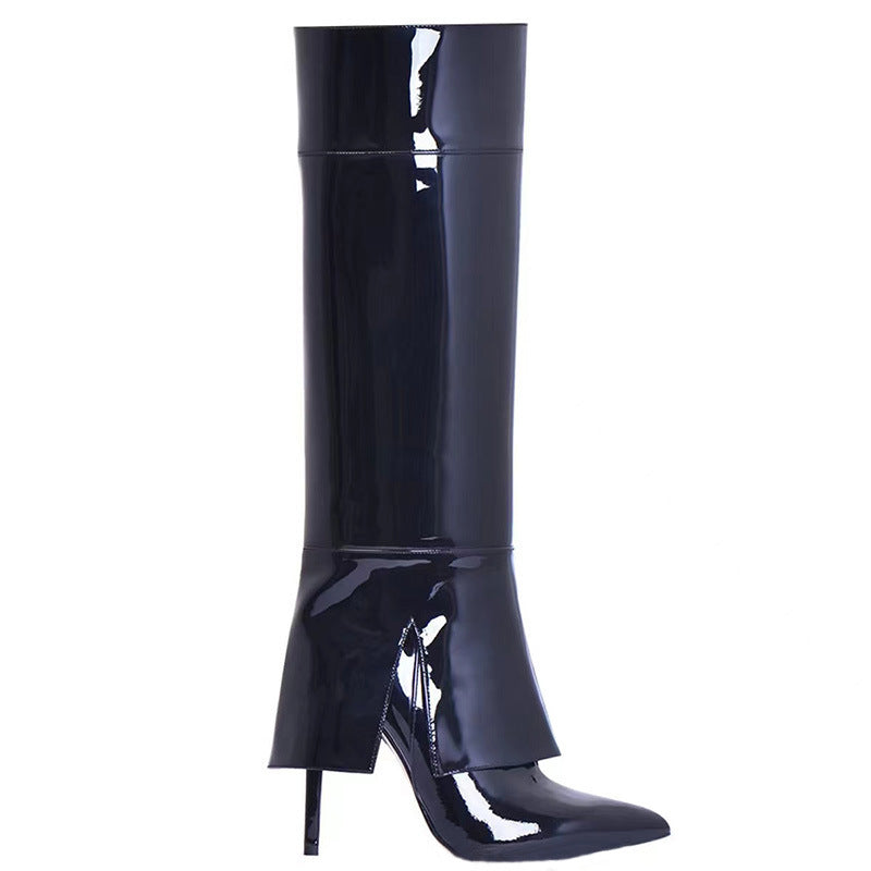 Femme Over-knæet Glinsende Stiletto Støvler Stilla 1749742256