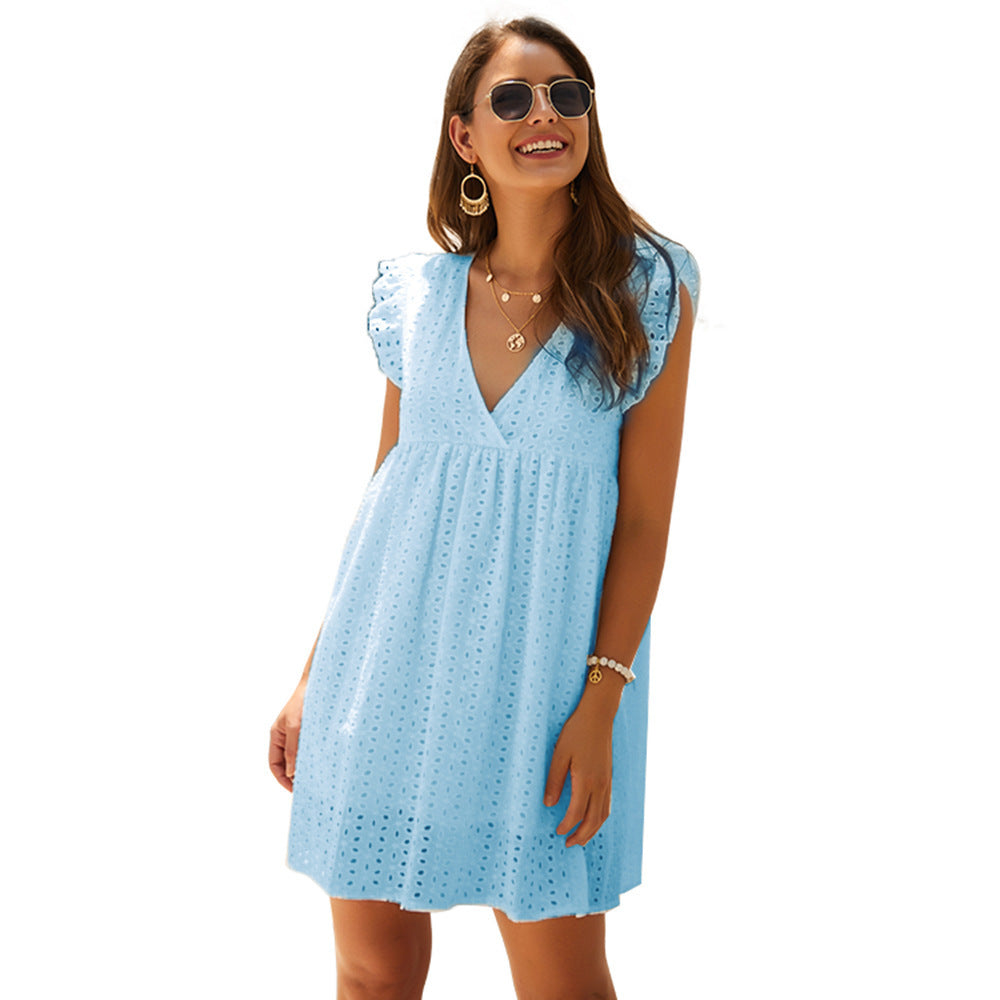 Dame sommerkjole med broderier Stilla