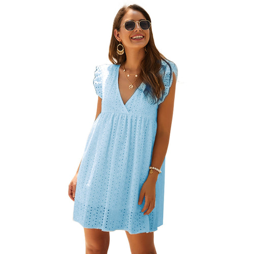 Dame sommerkjole med broderier Stilla