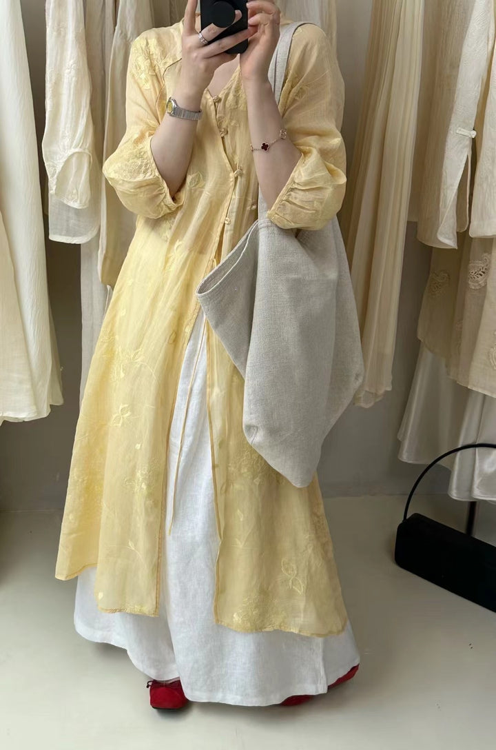 Femme Elegante Broderet Maxi Kjole Stilla 1749785292