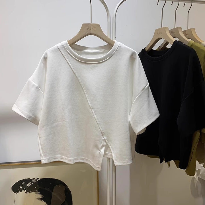 Dame Asymmetrisk Kant Overstørrelse T-shirt Stilla