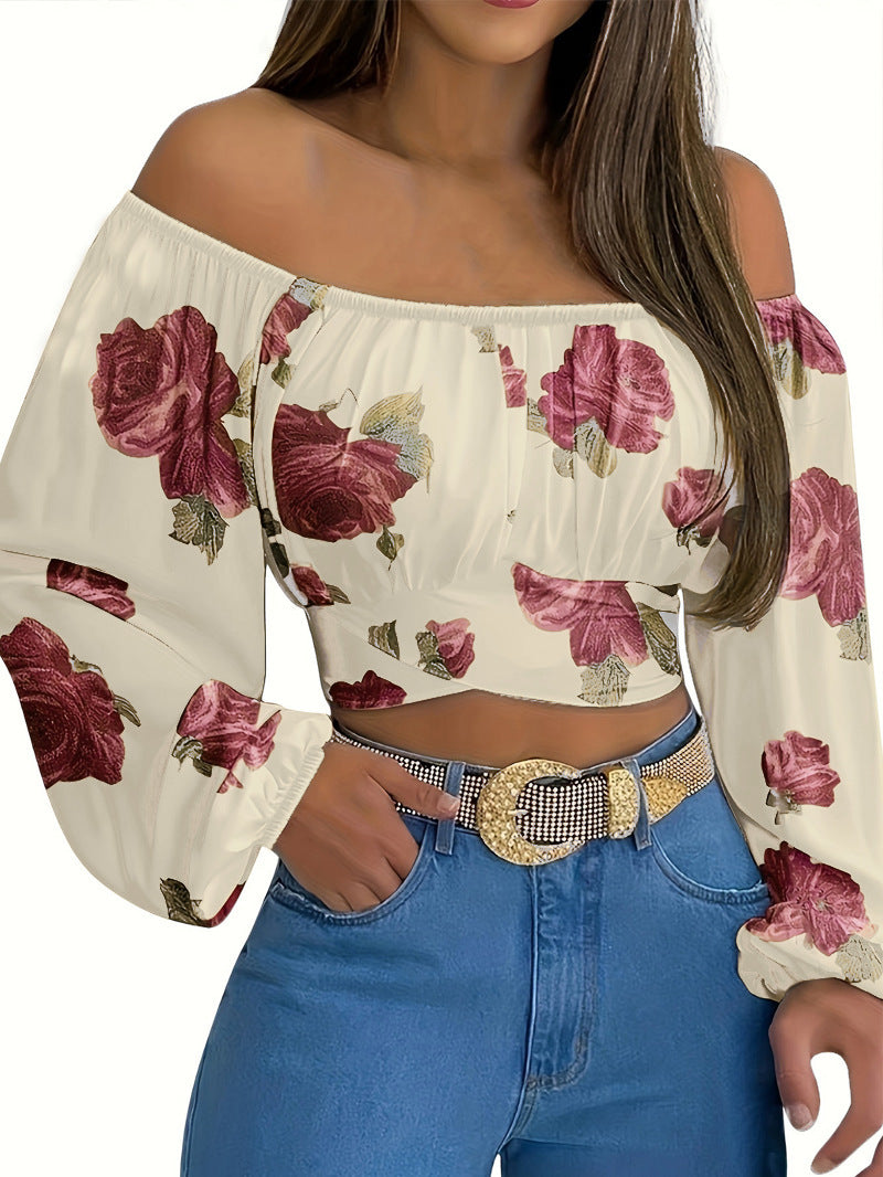 Dame Floral Off-Shoulder Crop Top Stilla