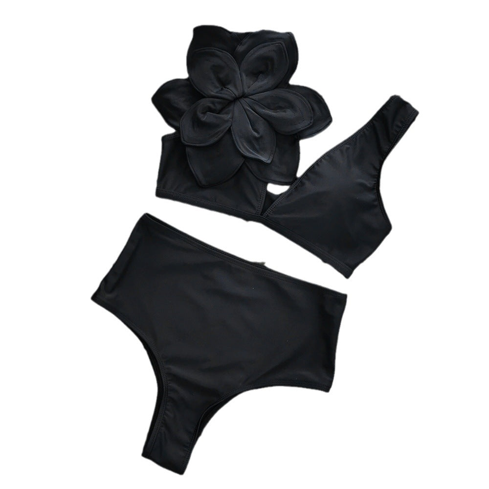 Dame Bikini-sæt med blomsteraccent og høj talje Stilla