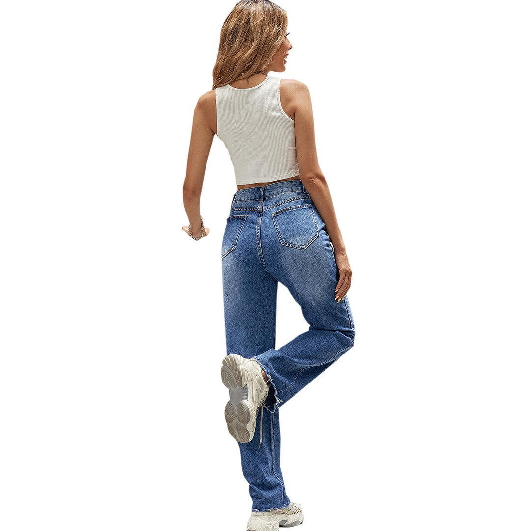 Damer Høj Talje Jeans i klassisk snit med afslappet bootcut Stilla