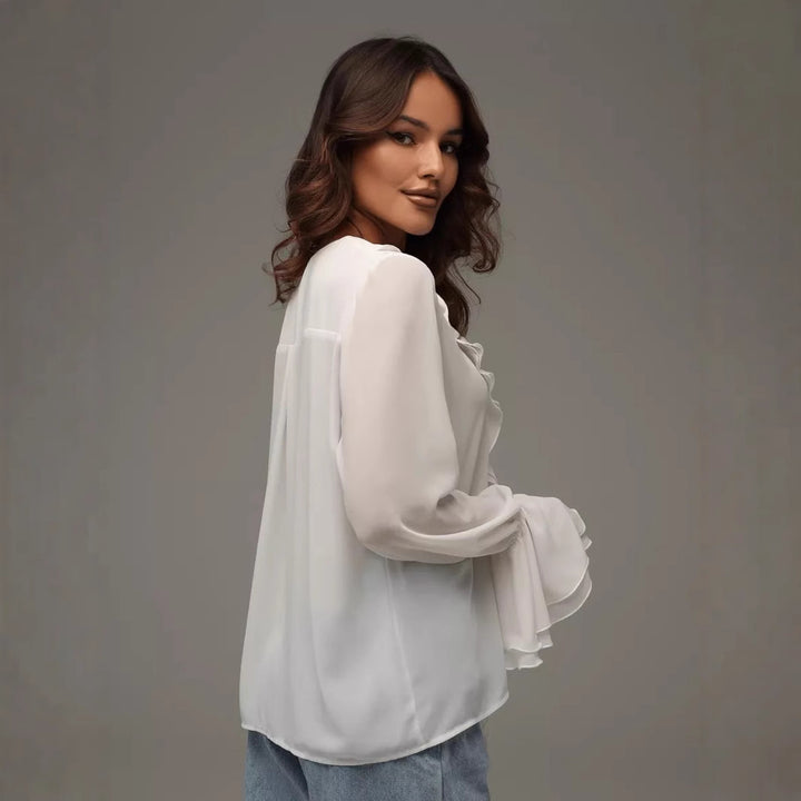 Dame Elegant og luftig bluse med flæseærmer Stilla