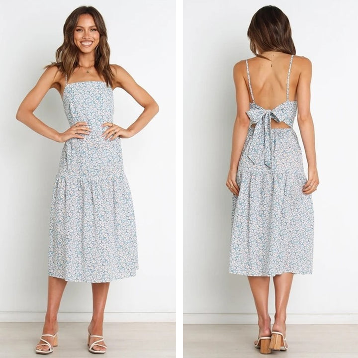 Femme Florales Lagdelt Midi Kjole Stilla