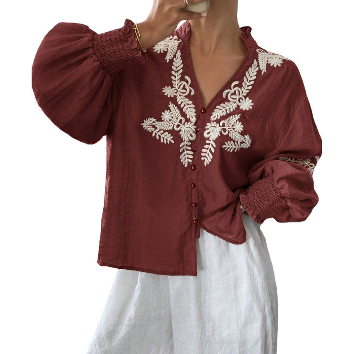 Dame Tops med broderidetaljer Stilla