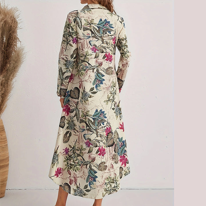 Femme Floral Print Knap-Op Maxi Kjole Stilla