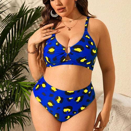 Dame Højskåret Bikini med Leopardmønster og støttende Top Skovae