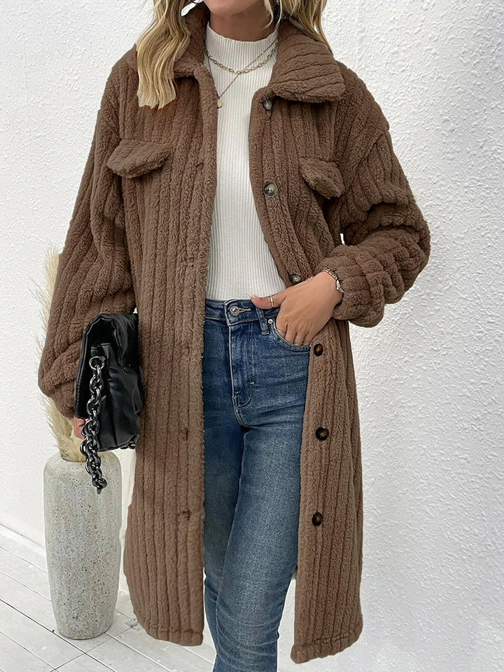 Dame afslappet oversized uldfrakke med struktureret design Stilla