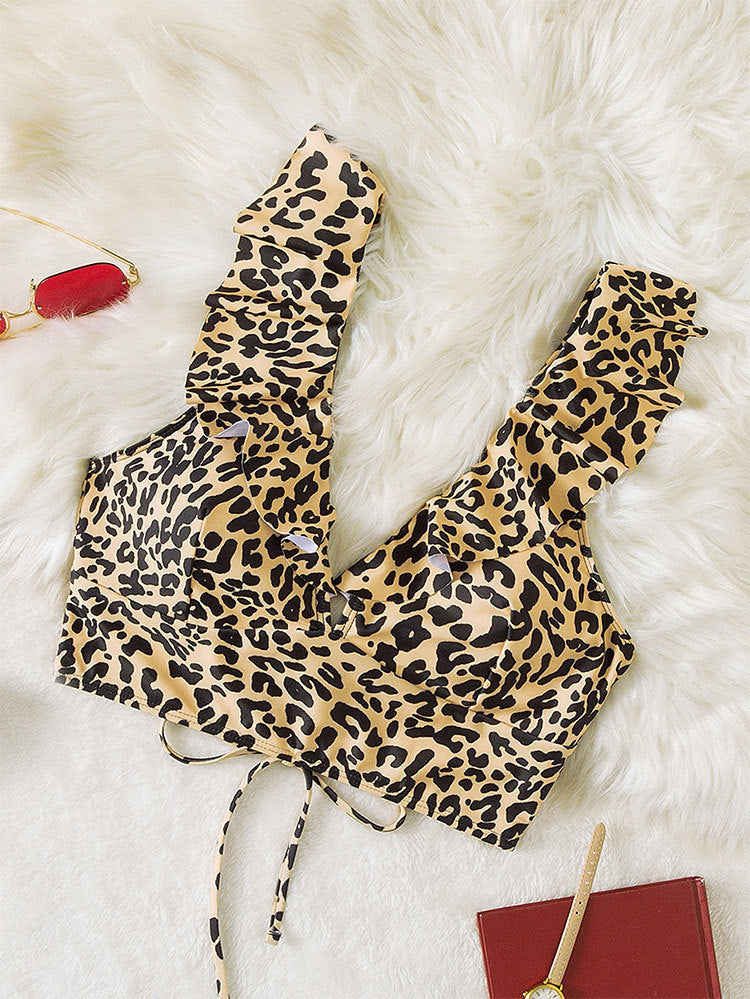 Dame rynketop med leopardmønster Stilla