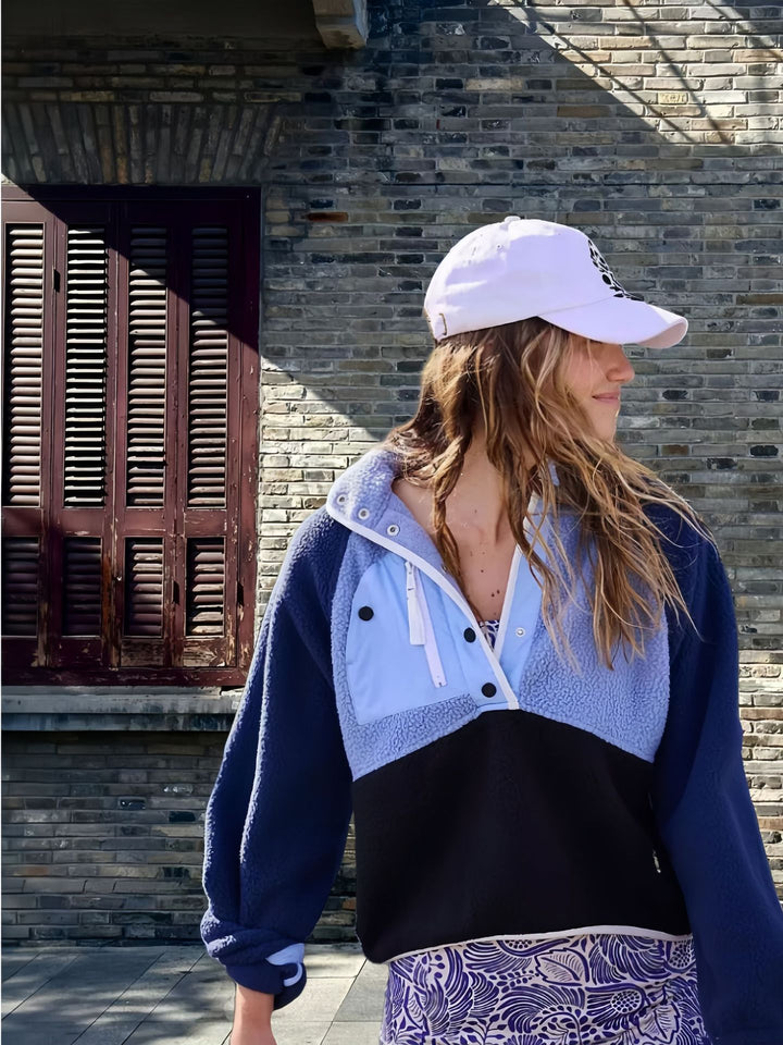 Dame fleece-trøje med funktionel lynlås og farverigt design Stilla