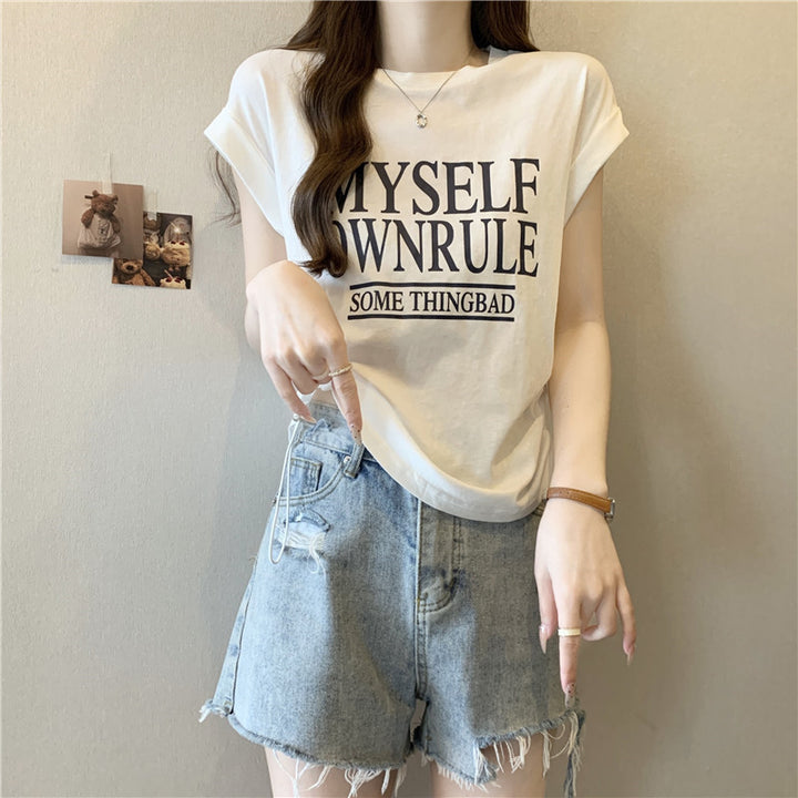 Dame Fritid Grafik T-shirt med unikt statement Stilla