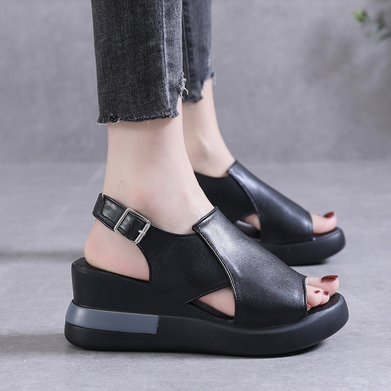 Dame wedge-sandaler med åben tåområde og komfortabelt fodseng Stilla