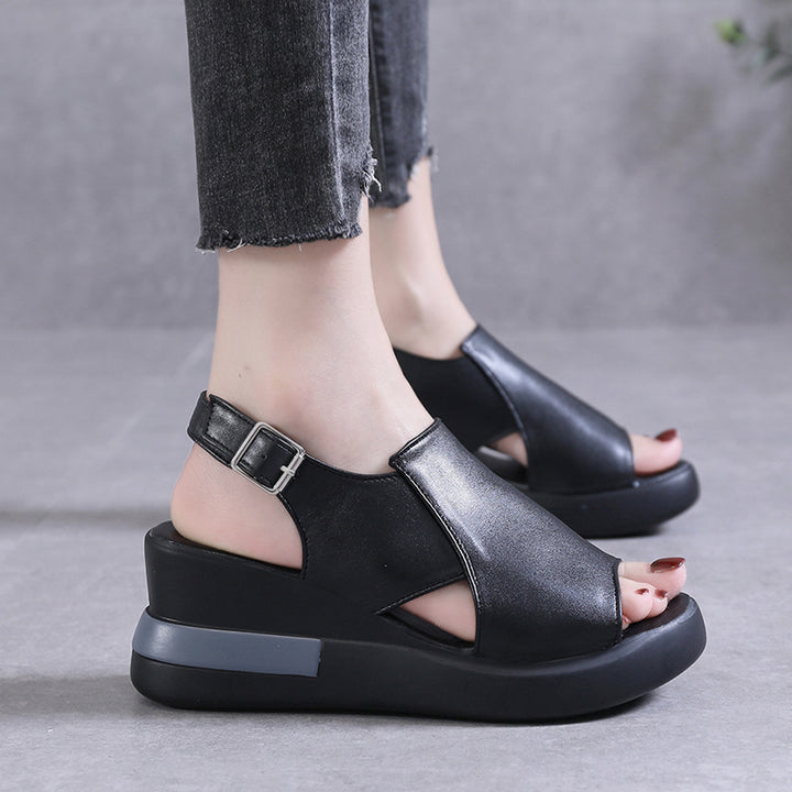Dame wedge-sandaler med åben tåområde og komfortabelt fodseng Stilla