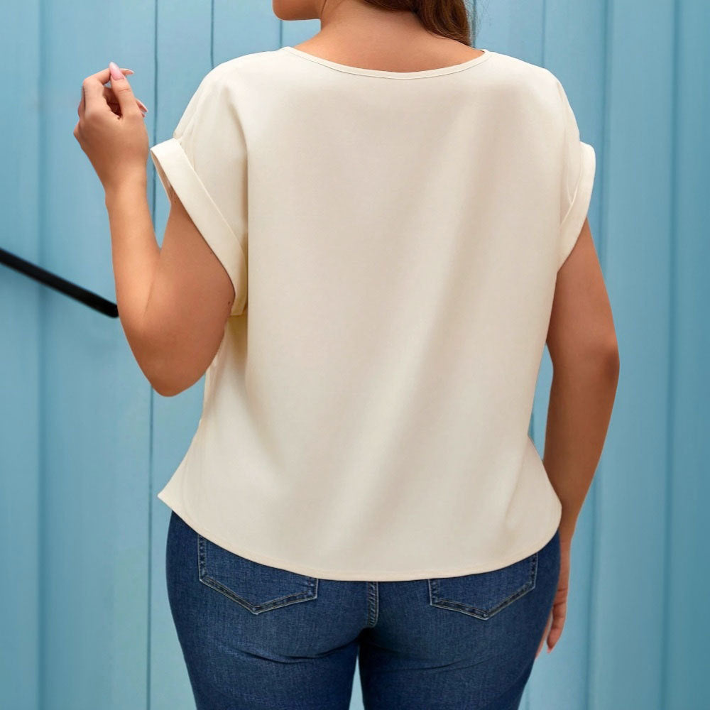 Dame afslappet V-hals bluse top Skovae