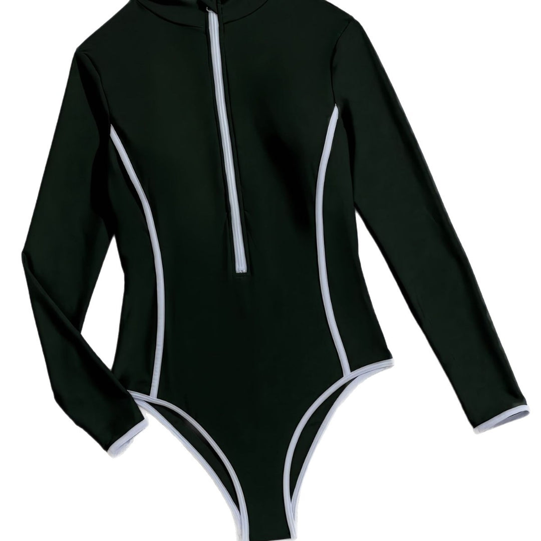 Dame Langærmet Lynlås Rash Guard Badedragt Stilla