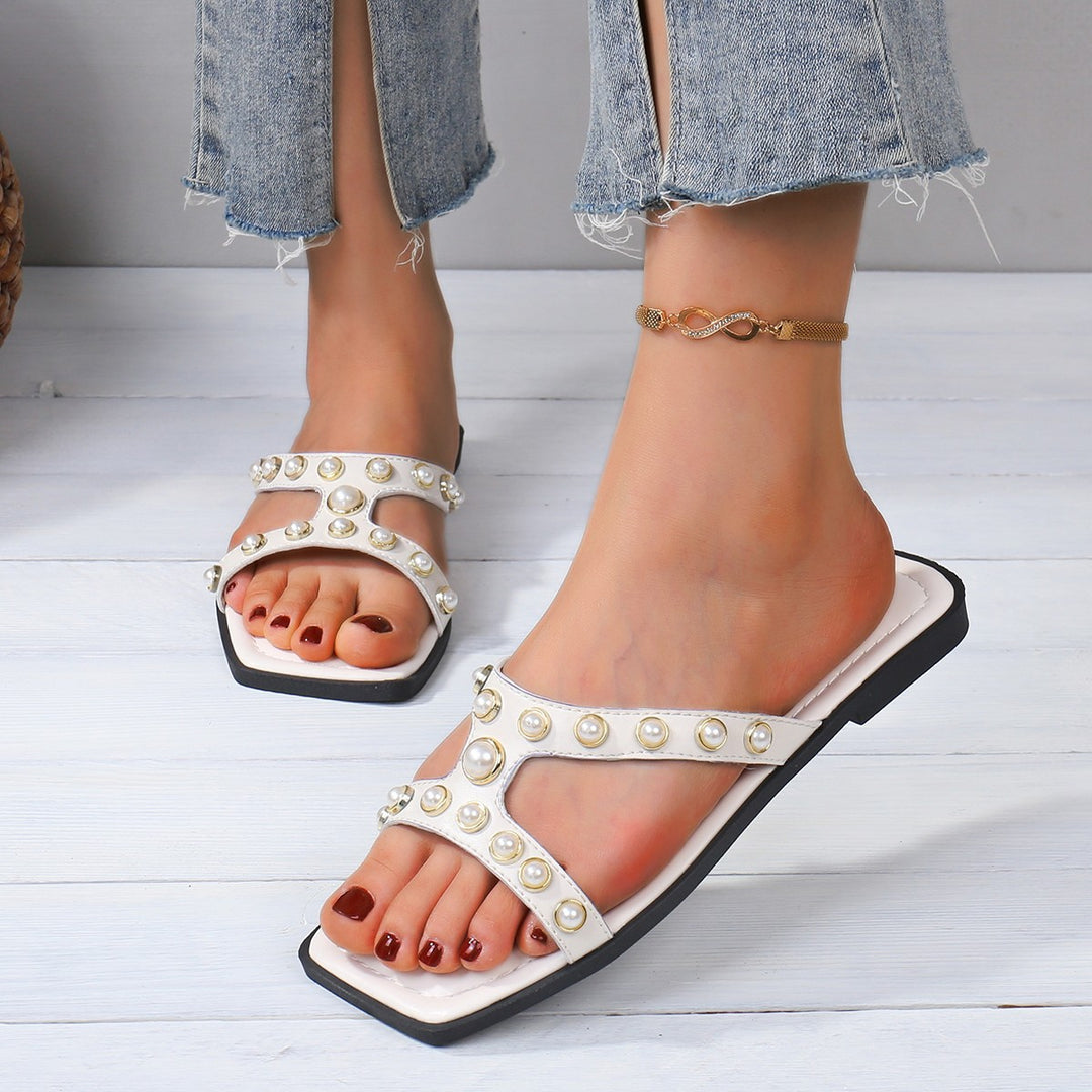 Dame Glamourøse Strand sandaler med elegante perle applikationer Stilla