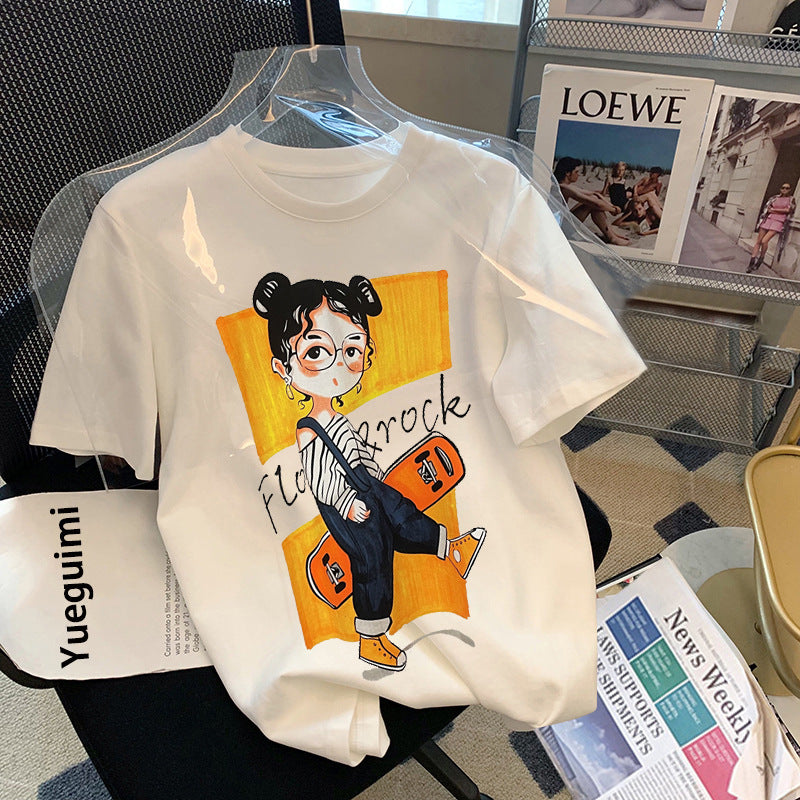 Dame T-Shirt med kreativt comic-design og afslappet pasform Stilla