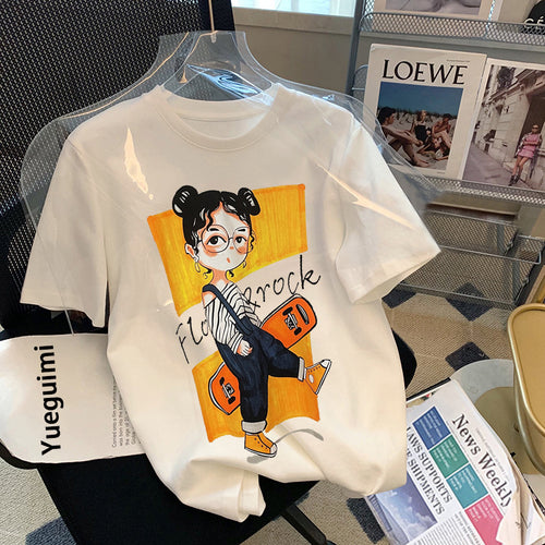 Dame T-Shirt med kreativt comic-design og afslappet pasform Stilla