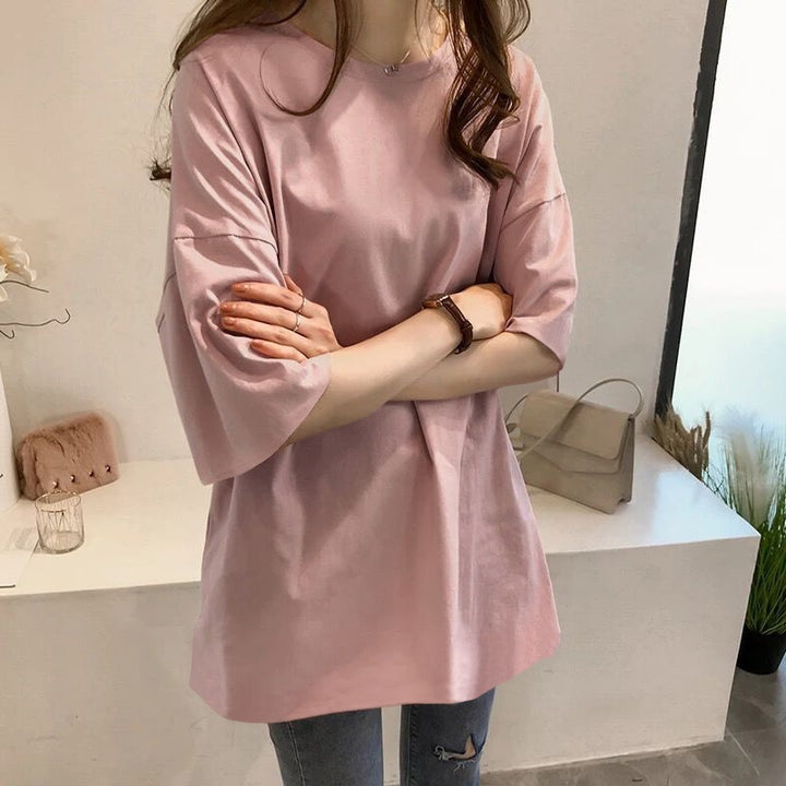 Femme Plus Size Afslappet Fit Løs T-shirt Stilla