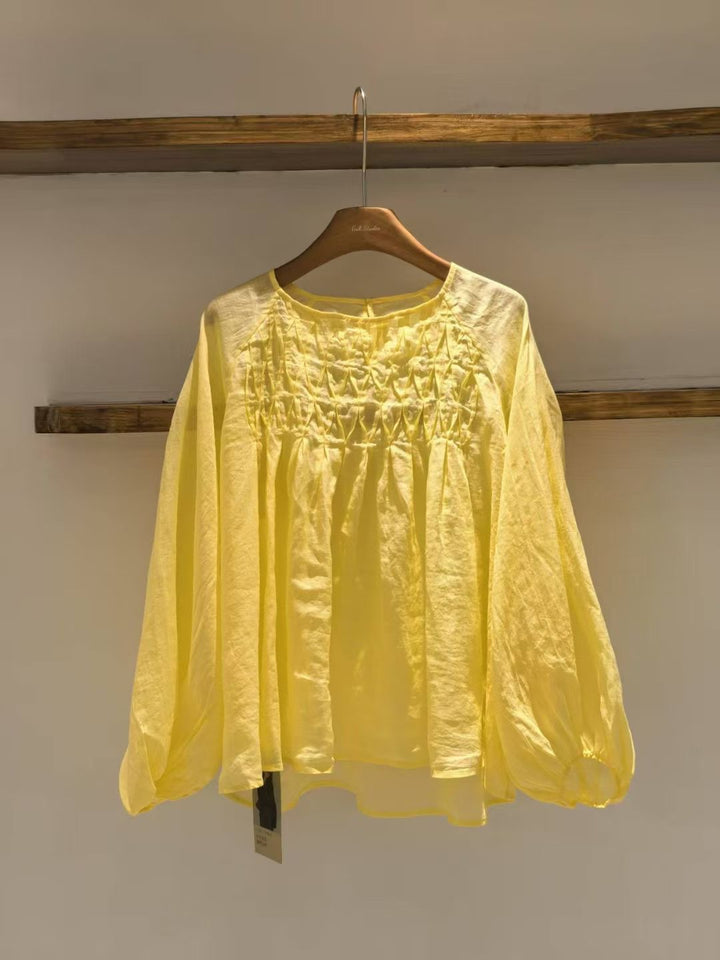 Femme Let bluse med rynket detalje Stilla