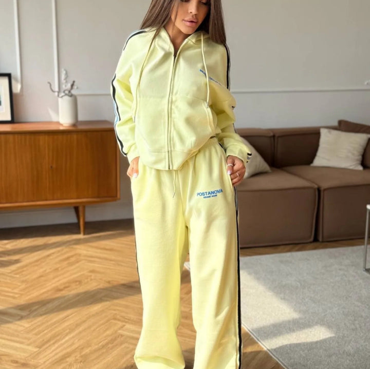 Kvinders sporty fritids sæt med casual zip hoodie og komfortable joggingbukser Stilla