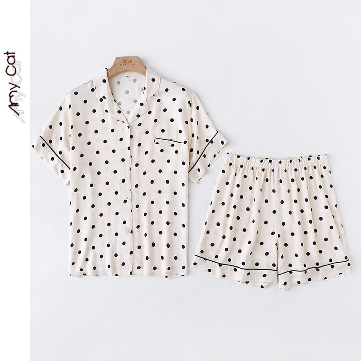 Dame Nattbluse med fine prikker Stilla
