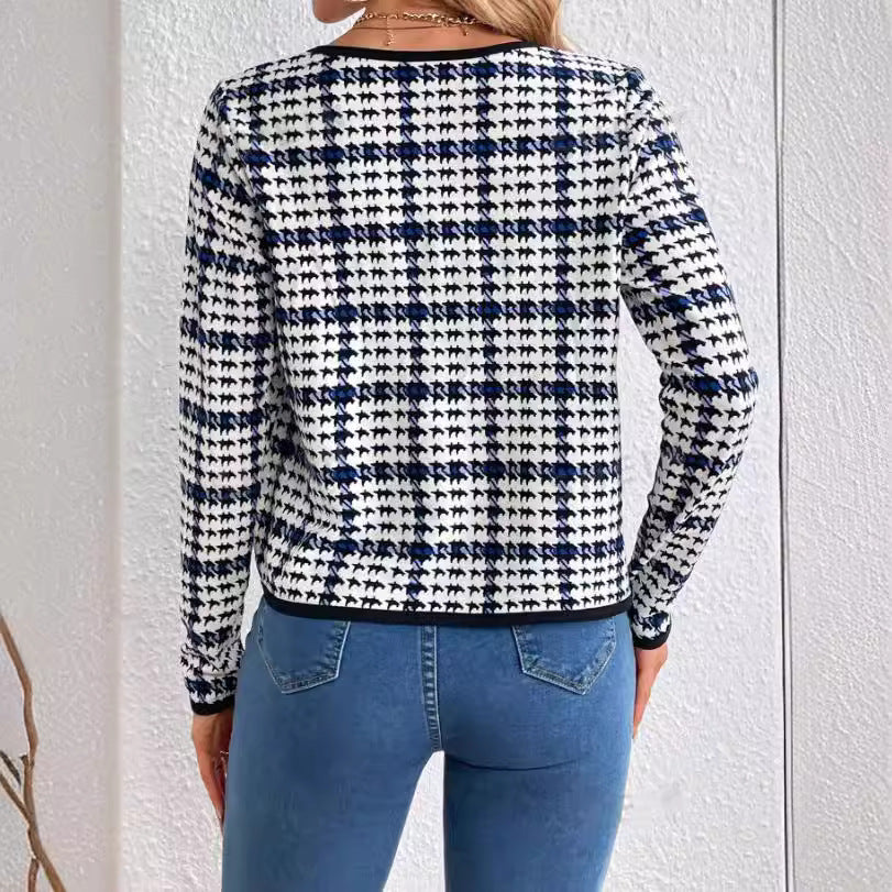Dame Tweed-jakke i moderneternet ruters design Stilla