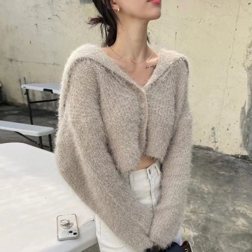 Kvindernes cropped cardigan med hætte Stilla