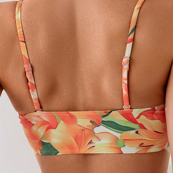 Dame bikini sæt med floral knude design og høj skæring Skovae