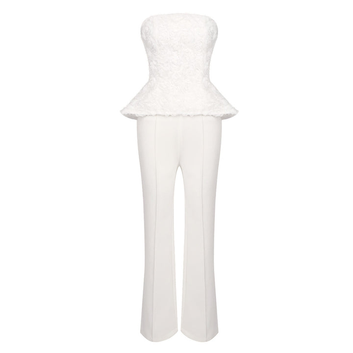 Dame Elegant Peplum-Top med udvidede bukser Skovae