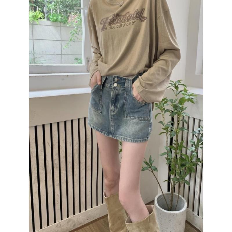 Femme Høj Talje Denim Mini-Nederdel Stilla