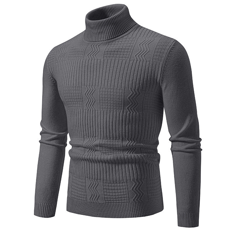 Herren moderigtig turtleneck sweater med struktureret mønster Stilla